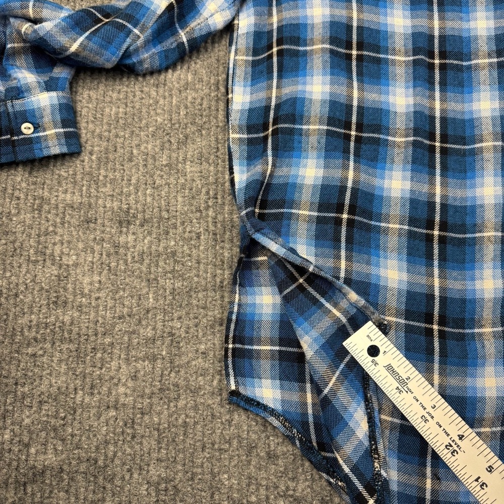 White Crow Flannel Button Up Shirt Womens L Blue Plaid Tunic Grunge Heritage - Picture 9 of 10